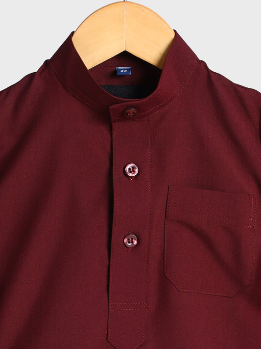 Simple Saudi Maroon Thobe - Kids