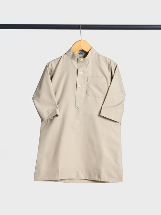 Simple Saudi Beige Thobe - Kids