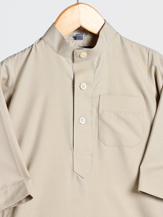 Simple Saudi Beige Thobe - Kids