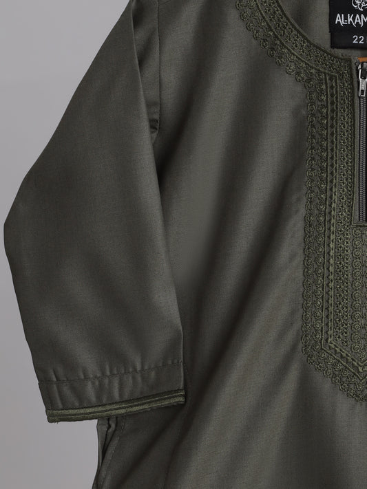 Hayat Moroccan Olive Green Thobe - Kids
