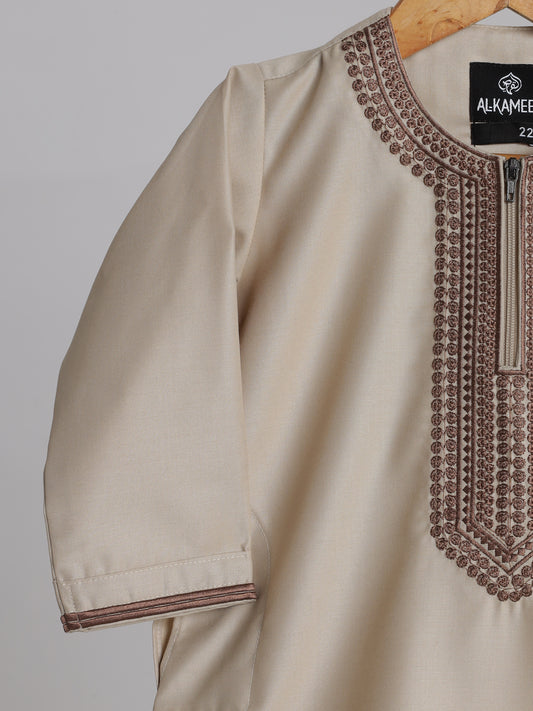 Hayat Moroccan Oat Brown Thobe - Kids