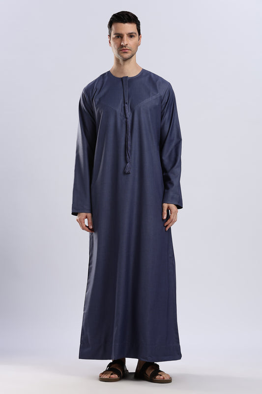 Classic Emarati Oxford Blue Thobe - Men