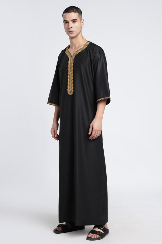 Royal Moroccan Black Thobe - Men