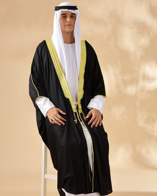 Al Madeena Black Bisht - Men