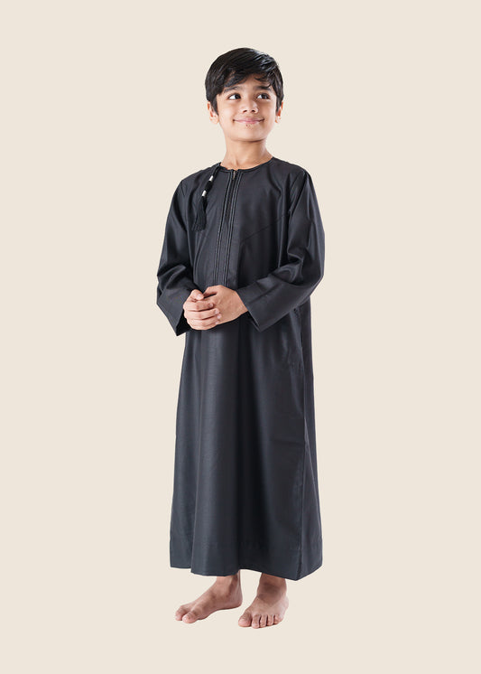 Crown Omani Black Thobe - Boys