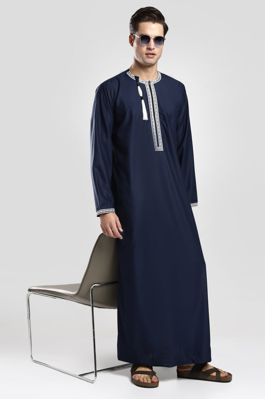 Fakhr Omani Navy Blue Thobe - Men