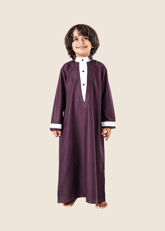 V Neck Maroon Thobe - Boys