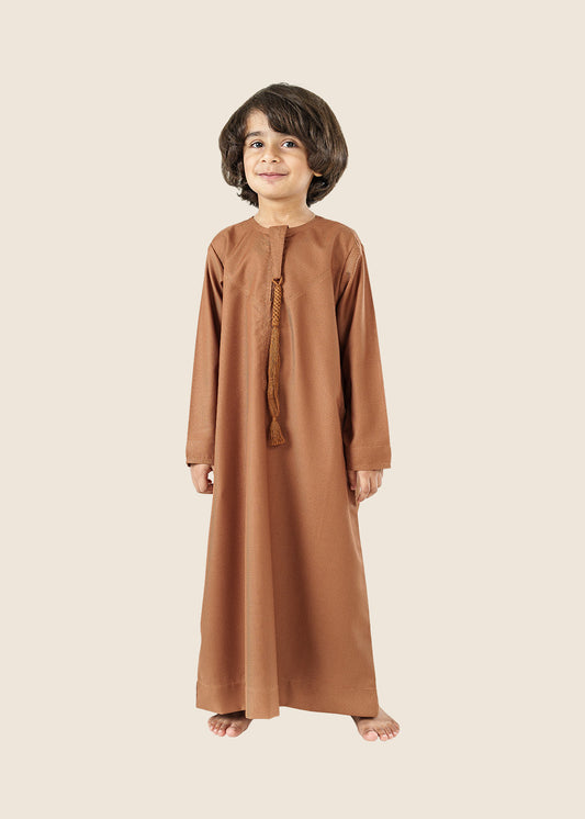 Classic Emarati Toffee Brown Thobe - Kids