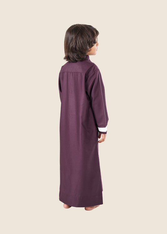 V Neck Maroon Thobe - Boys