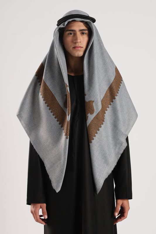 Grey Embossed Kashmiri Shemagh