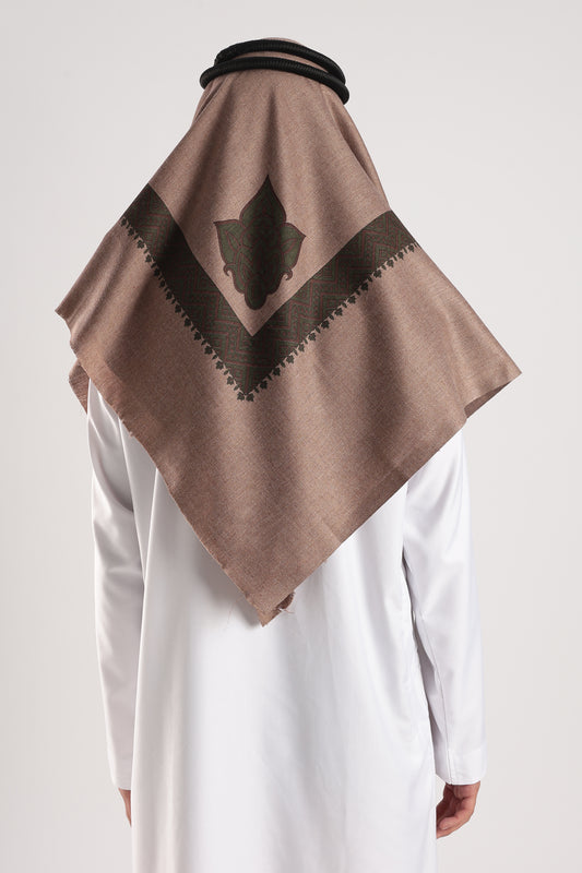 Rustic Brown Embossed Kashmiri Shemagh