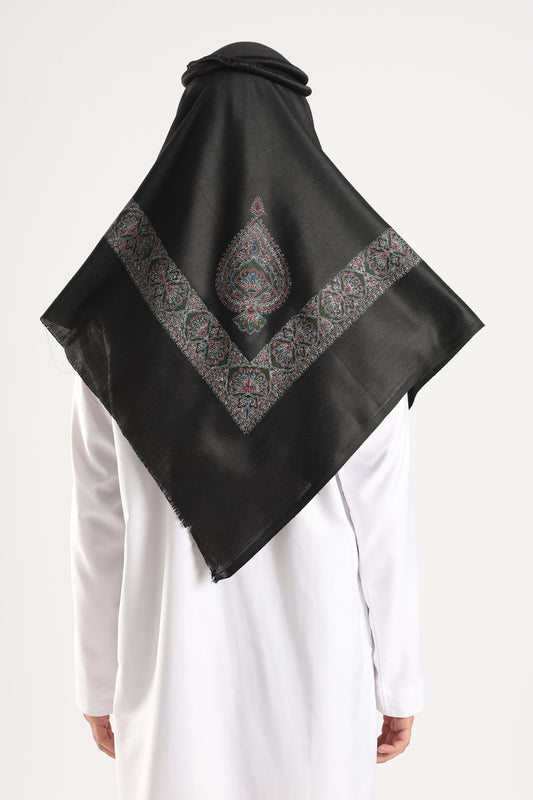 Black Embossed Kashmiri Shemagh