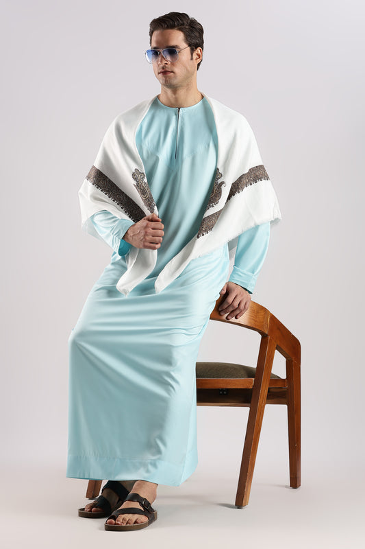 Dazzling Omani Sea Blue Thobe - Men