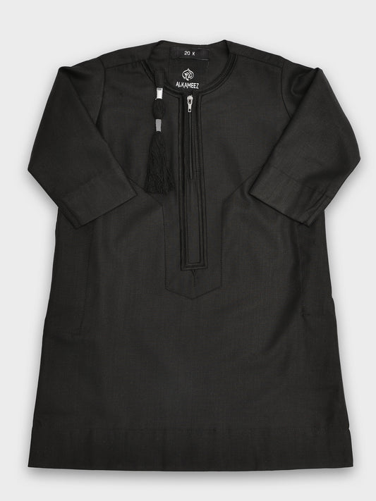 Crown Omani Black Thobe - Kids