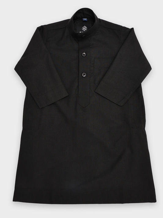 Simple Saudi Black Thobe - Kids
