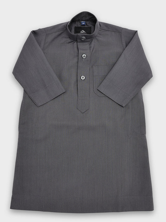 Simple Saudi Ash Grey Thobe - Kids