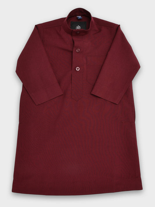 Simple Saudi Maroon Thobe - Kids