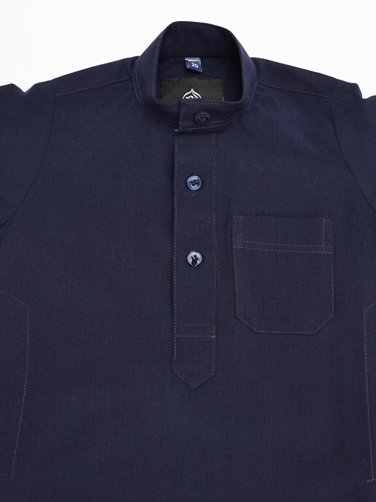 Simple Saudi Navy Blue Thobe - Kids