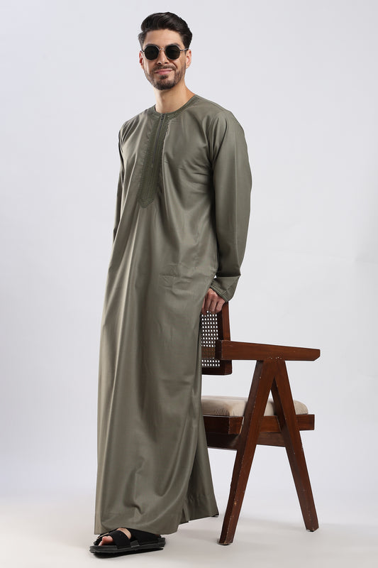 Hayat Moroccan Olive Green Thobe - Men