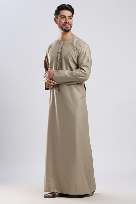 Noir Emarati Taupe Green Thobe - Men