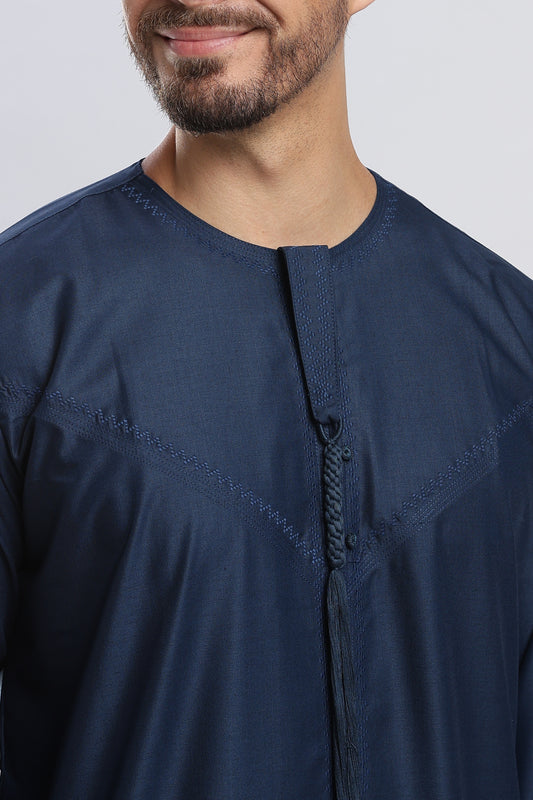 Noir Emarati Taupe Blue Thobe - Men