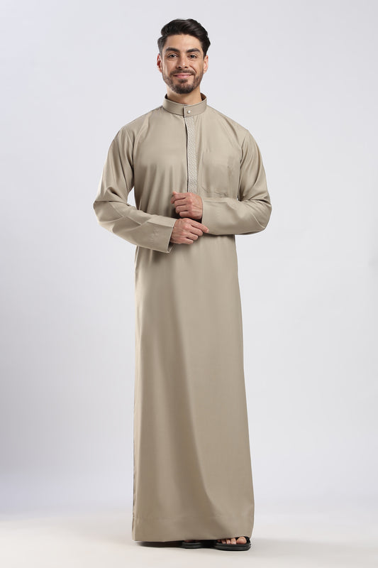 Tamim Saudi Taupe Green Thobe - Men