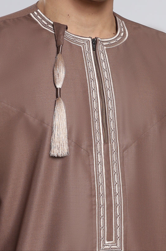 Fakhr Omani Mocha Brown Thobe - Men