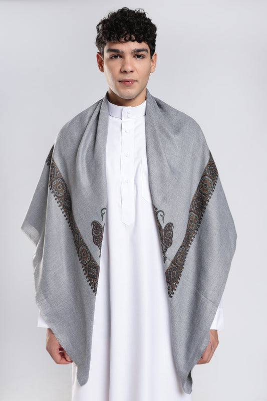 Grey Embossed Kashmiri Shemagh