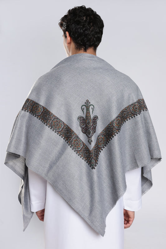 Grey Embossed Kashmiri Shemagh