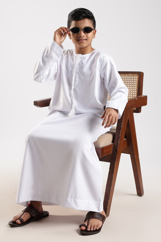 Noir Emarati White Thobe - Boys