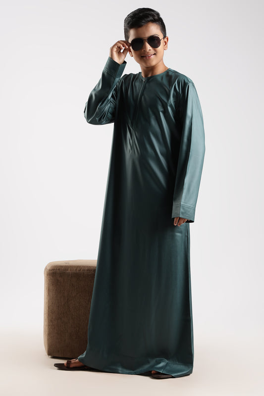 Dazzling Omani Bottle Green Thobe - Boys