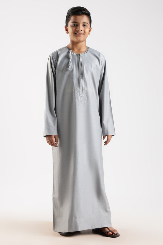 Crown Omani Light Grey Thobe - Boys