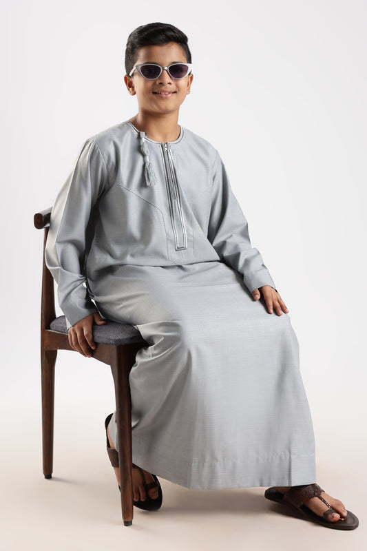 Crown Omani Light Grey Thobe - Boys