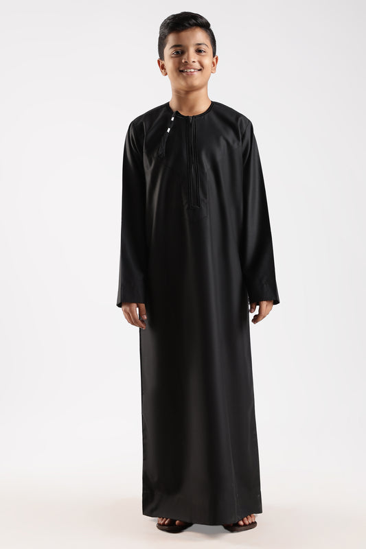 Crown Omani Black Thobe - Boys
