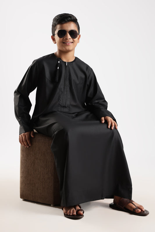 Crown Omani Black Thobe - Boys