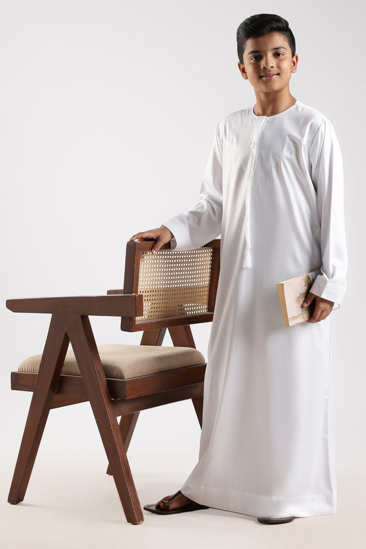 Shiny Emarati White Thobe - Boys