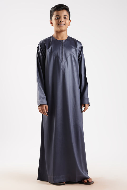 Dazzling Omani Charcoal Grey Thobe - Boys